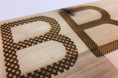 Initial test of the letterform texture using laser cutter
